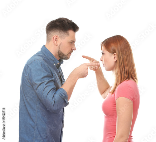 Displeased couple during qu...