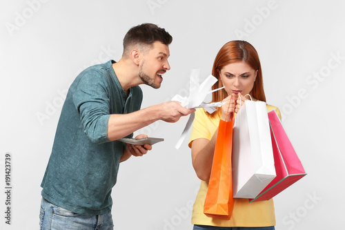 Angry man scolding his wife...