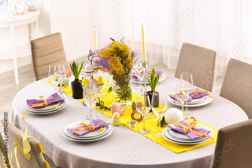 Beautiful festive Easter table setting