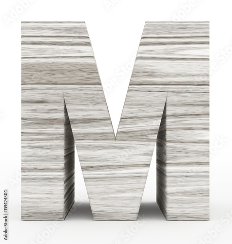 letter M 3d wooden isolated on white