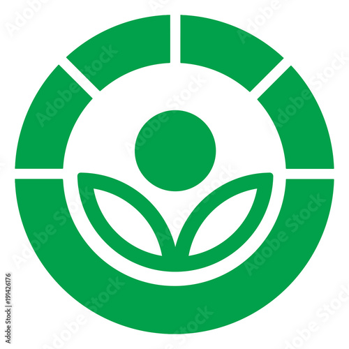 The Radura symbol, used to show a food has been treated with ionizing radiation. US FDA recommended variant of irradiation or irradiated food vector symbol or icon.