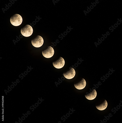 Time lapse series of the lunar eclipse - January 31 2018