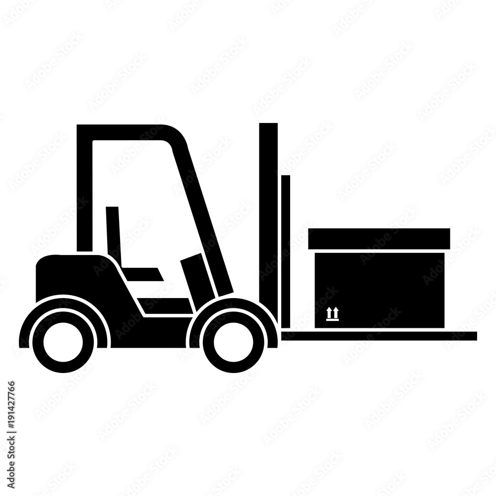 forklift vehicle with box vector illustration design
