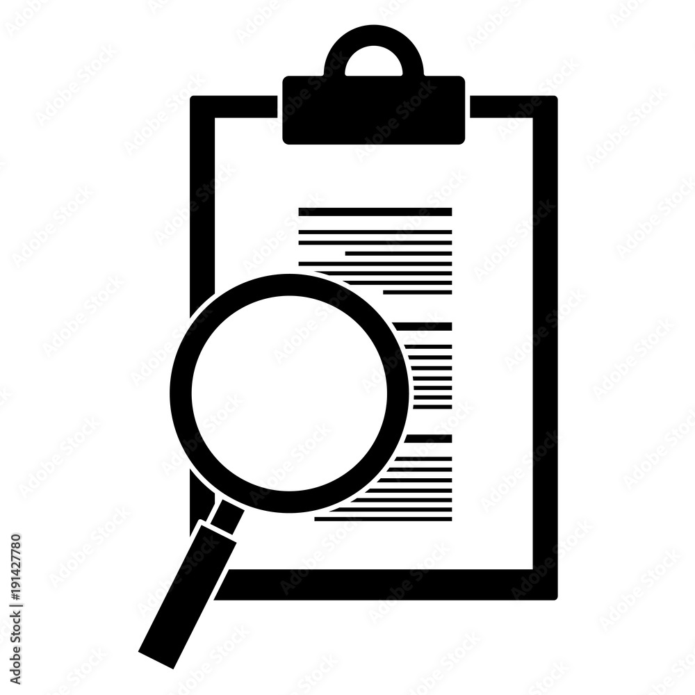 checklist document with magnifying glass vector illustration design checklist document with magnifying glass vector illustration design