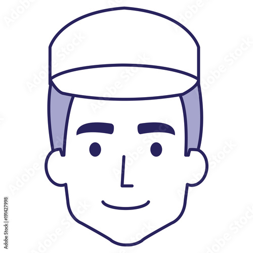 delivery worker head avatar character vector illustration design