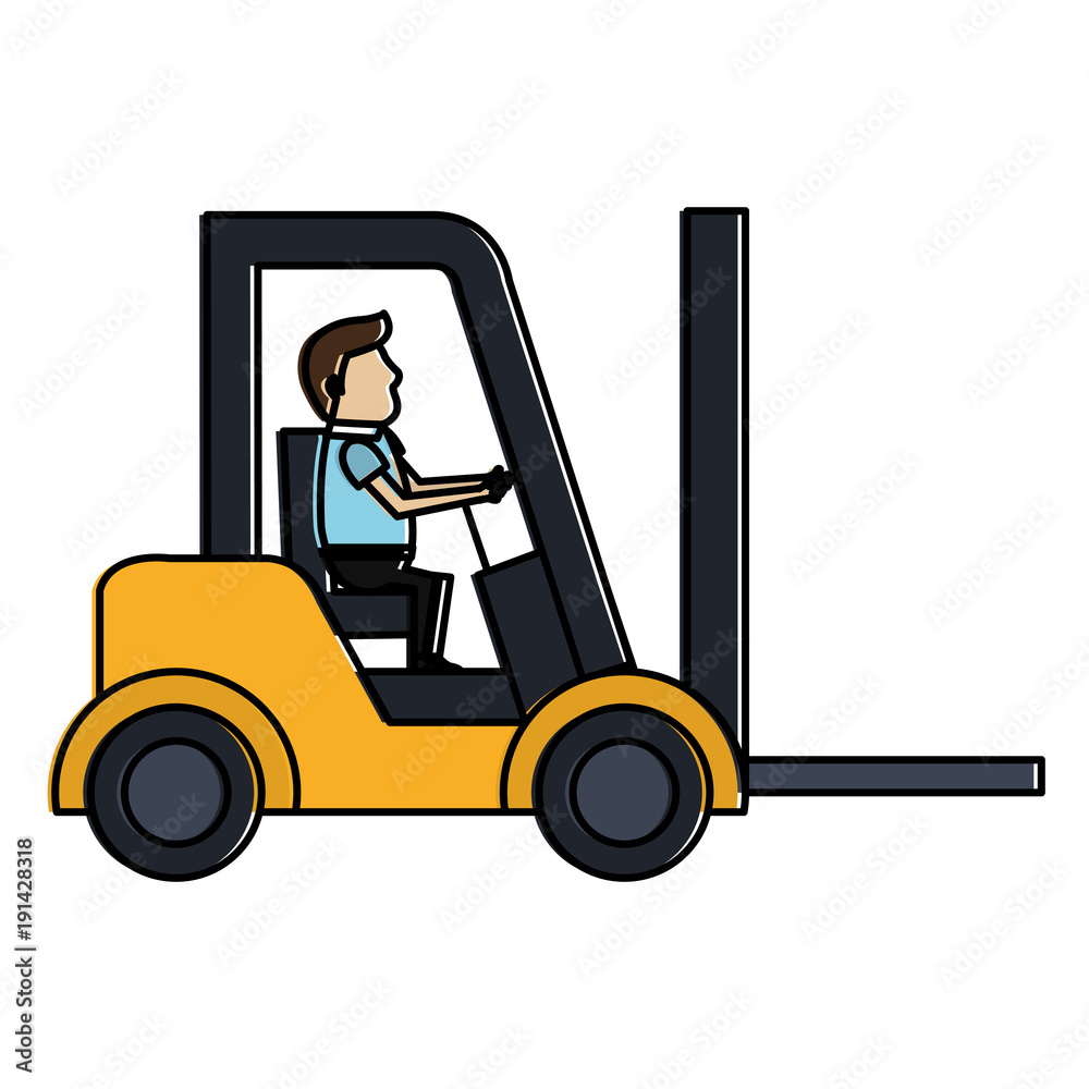forklift vehicle with driver vector illustration design forklift vehicle with driver vector illustration design