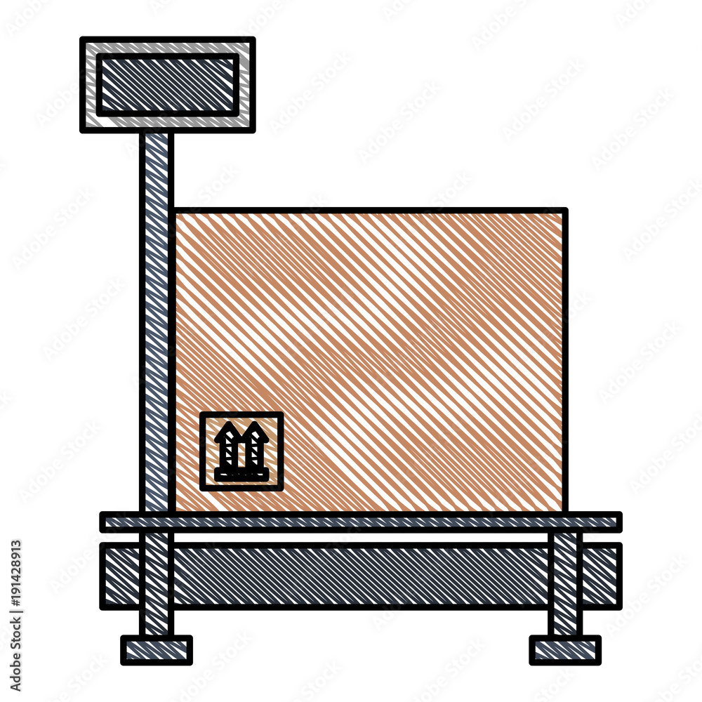 delivery service scale with box vector illustration design delivery service scale with box vector illustration design