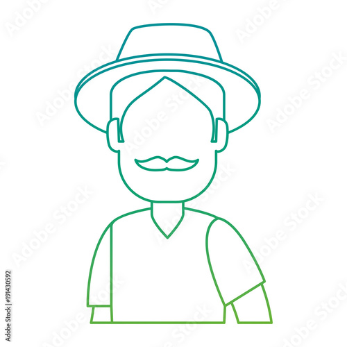 man gardener with hat avatar character vector illustration design