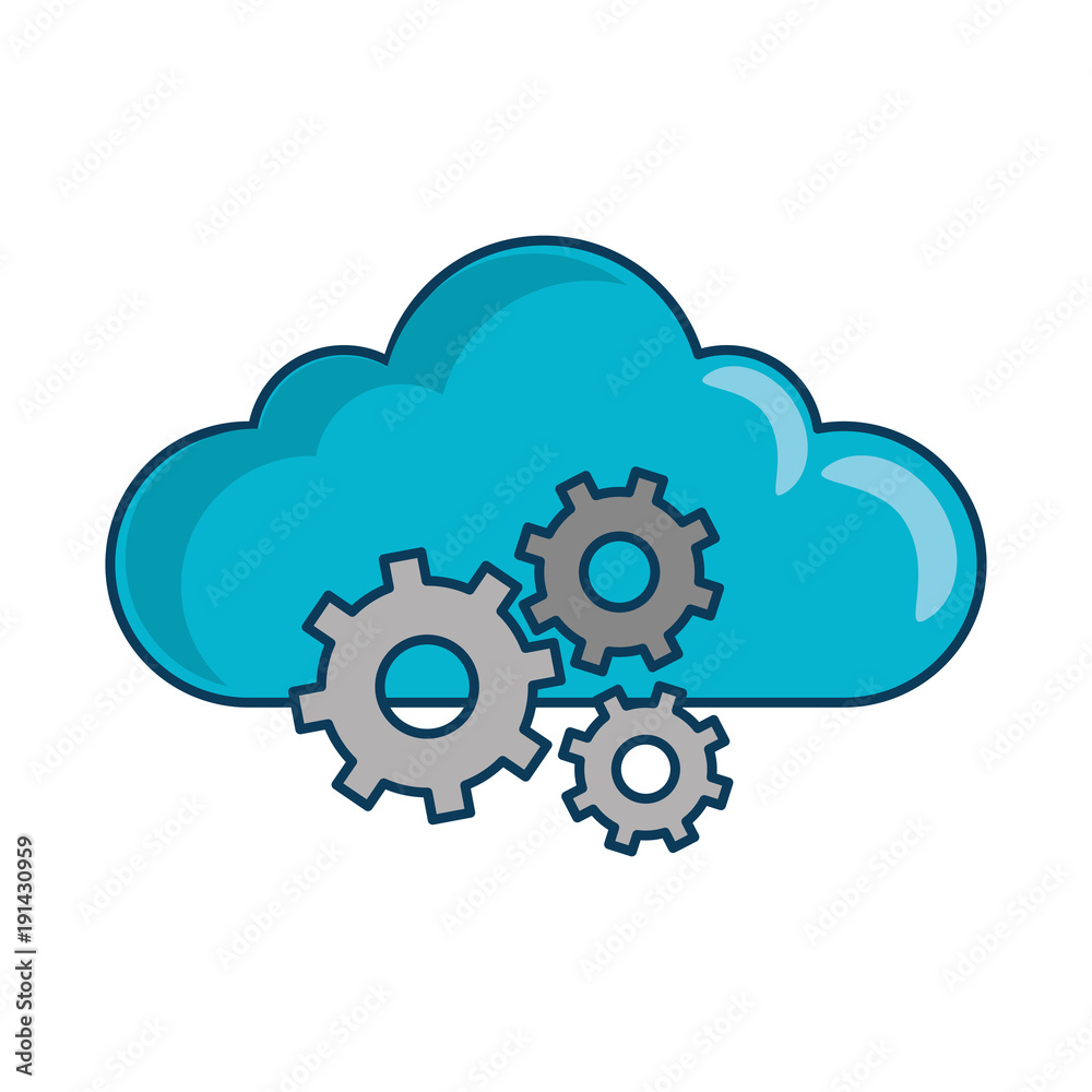 cloud computing with gears vector illustration design cloud computing with gears vector illustration design
