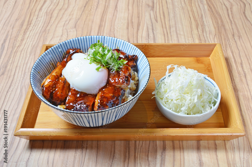 Teriyaki chicken rice bowl , japanese cuisine 