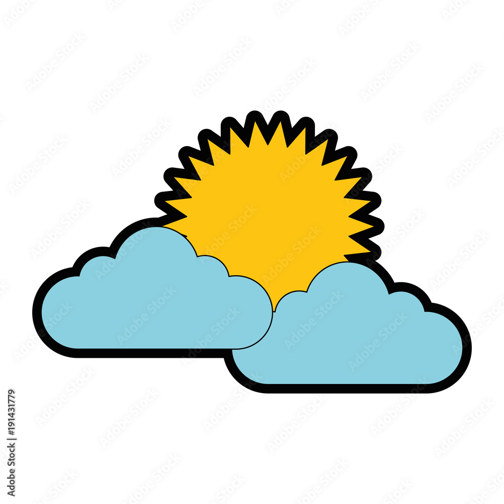 summer sun with clouds vector illustration design