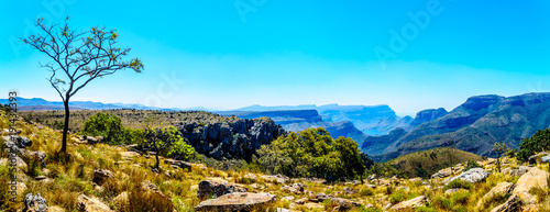 Panorama view of the mountains of the Blyde River Canyon Nature Reserve on the Panorama Route in Mpumalanga Province of South Africa