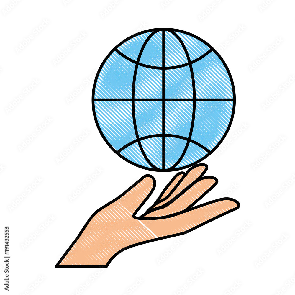 sphere planet with hand human vector illustration design sphere planet with hand human vector illustration design