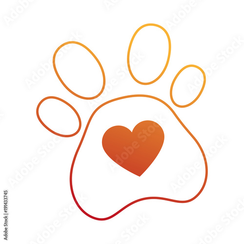 dog footprint with heart vector illustration design