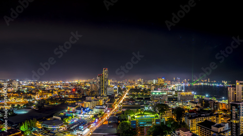 Wallpaper Mural Landscape at nigth time of pattaya city  with colurful light in city. Torontodigital.ca