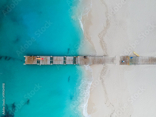 Drone photo of pier in Grace Bay, Providenciales, Turks and Caicos