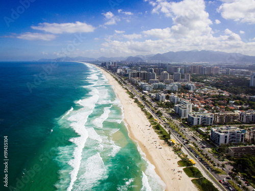 Drone photo of Barra da Tijuca beach  Rio de Janeiro  Brazil.