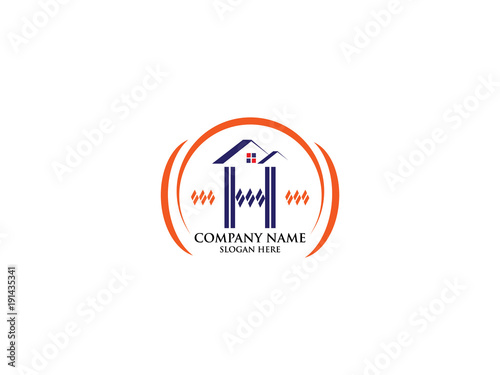 Free Download Initial logo H with house icon and blue color, business logo and property developer - GFXLoad