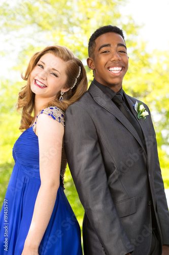 Young teens getting ready for the prom. photo