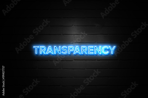 Transparency neon Sign on brickwall
