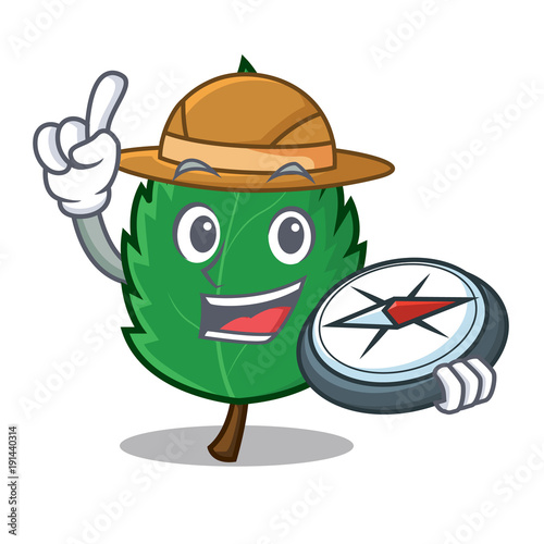 Explorer mint leaves mascot cartoon