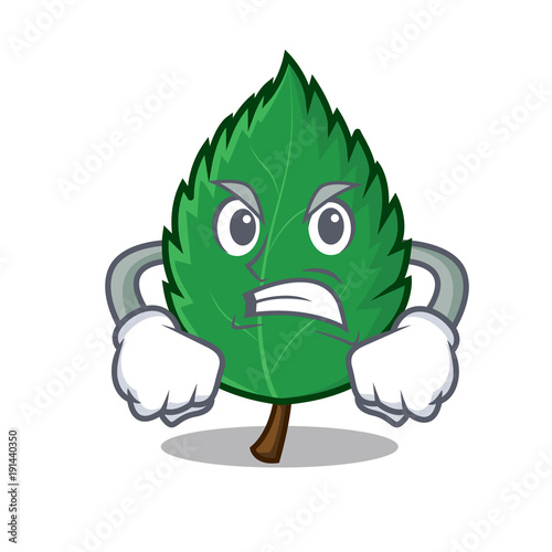 Angry mint leaves mascot cartoon