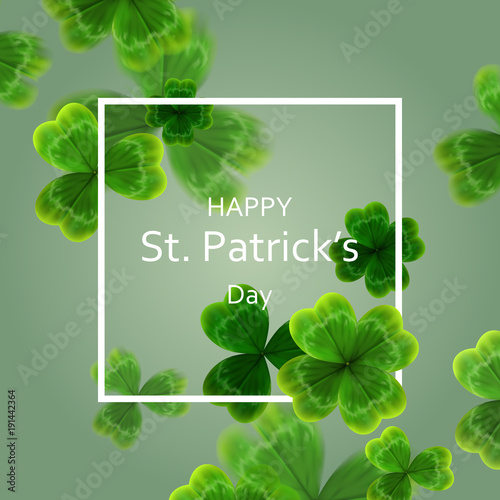 card on St. Patrick's Day. 3d effect clover vector