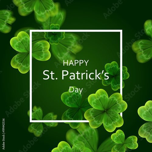 card on St. Patrick's Day. 3d effect clover vector