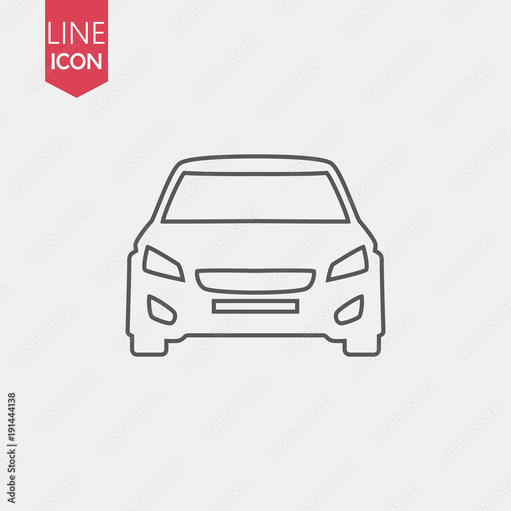 Car vector icon. Isolated simple front car logo illustration. Sign