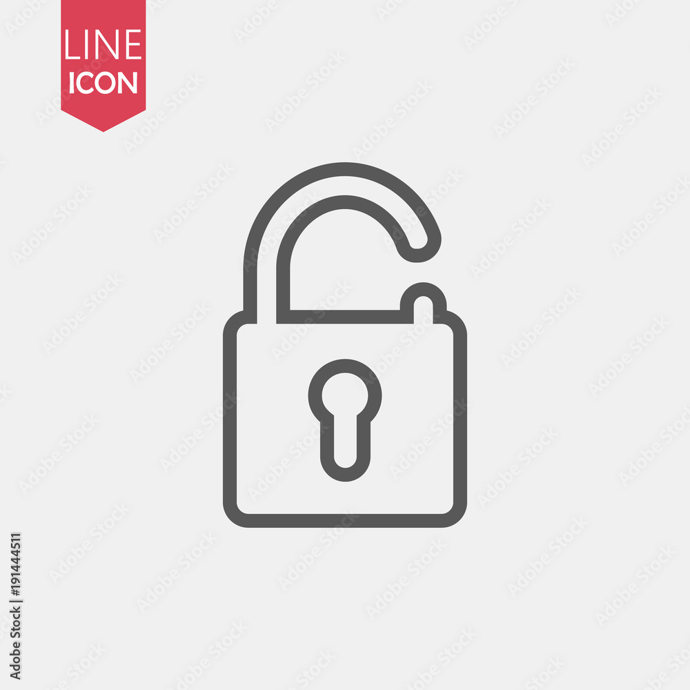 Unlock icon. Flat design style. Access to the user. Unlock icon. Flat design style. Access to the user.