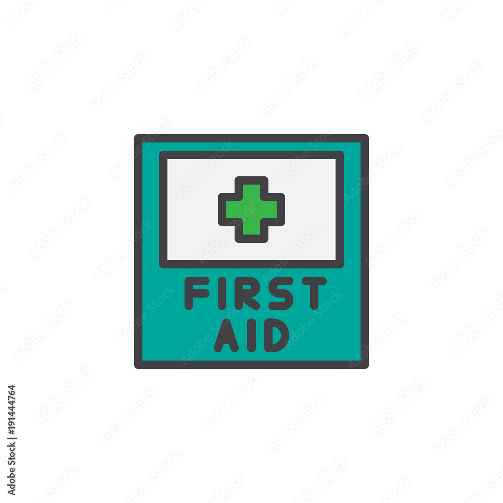 First aid box filled outline icon, line vector sign, linear colorful pictogram isolated on white. Emergency symbol, logo illustration. Pixel perfect vector graphics First aid box filled outline icon, line vector sign, linear colorful pictogram isolated on white. Emergency symbol, logo illustration. Pixel perfect vector graphics