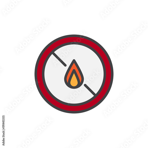 No expose flammable liquids filled outline icon, line vector sign, linear colorful pictogram isolated on white. No fire symbol, logo illustration. Pixel perfect vector graphics