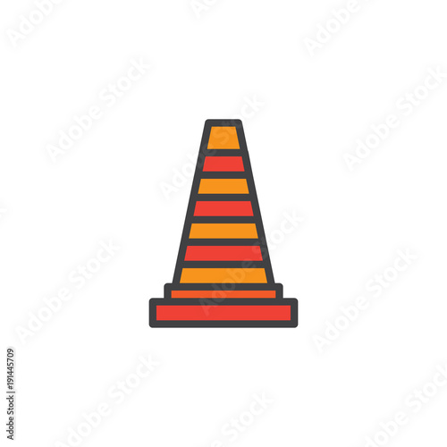Traffic cone filled outline icon  line vector sign  linear colorful pictogram isolated on white. Symbol  logo illustration. Pixel perfect vector graphics