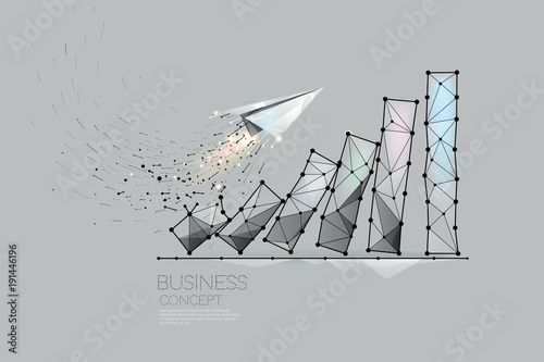 The particles, geometric art, line and dot of business graph.
