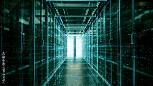Server room or server computers.3d rendering.
