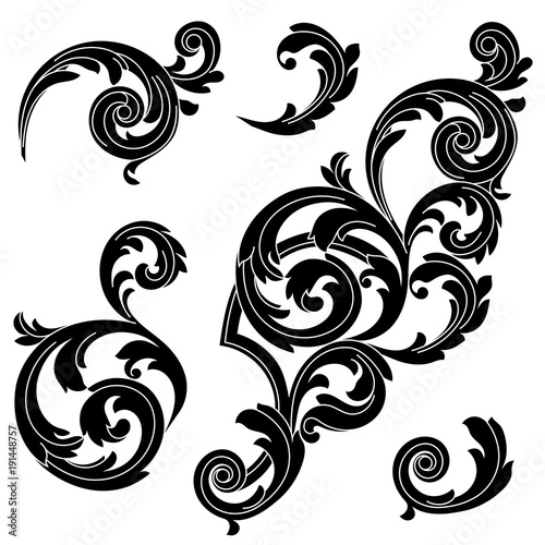 Vintage baroque ornament, corner. Retro pattern antique style acanthus. Decorative design element filigree calligraphy vector. - stock vector