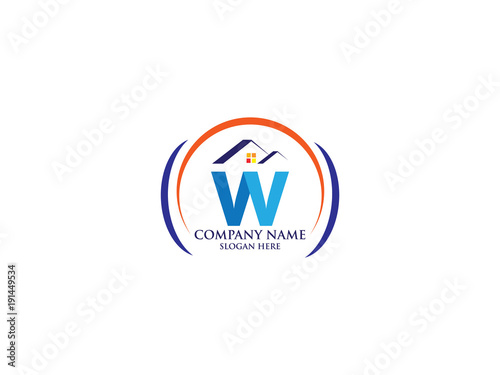 Initial logo W with house icon and blue color, business logo and property developer Free Download Initial logo W with house icon and blue color, business logo and property developer - GFXLoad