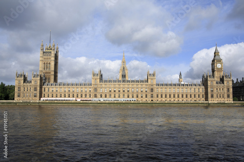 Palace of Westminster with the reflection in the Thames river