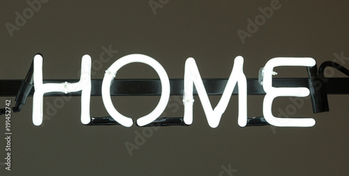 Neon sign spelling HOME