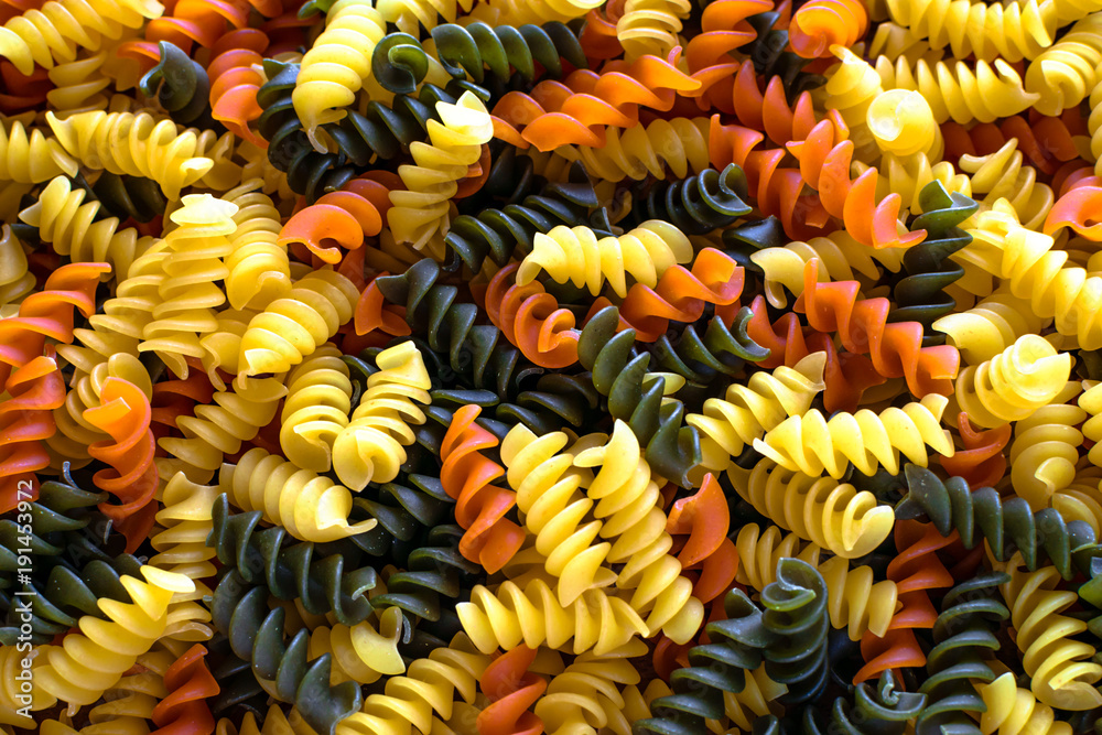 Multi color fusilli pasta Multi color fusilli pasta