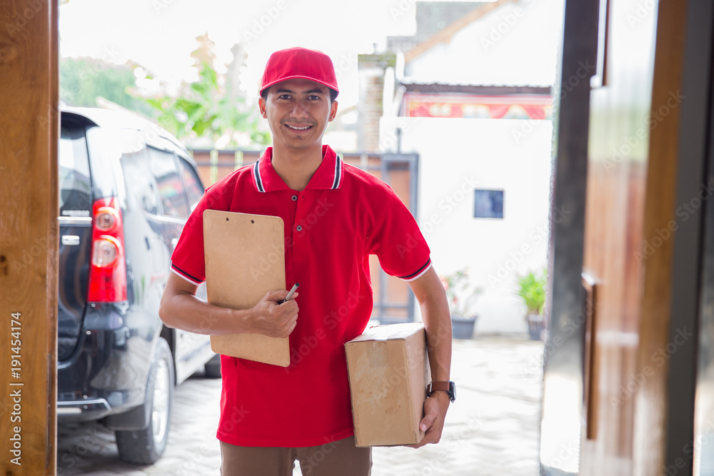 delivery man delivering box delivery man delivering box