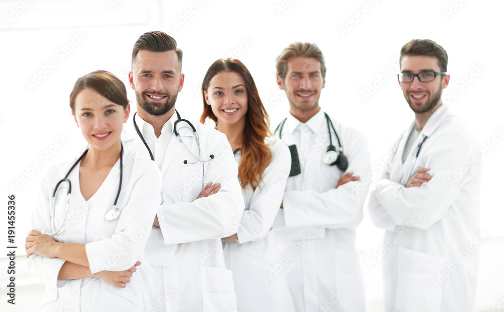 portrait of a successful group of doctors interns. portrait of a successful group of doctors interns.