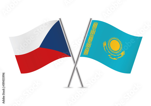 Czech republic and Kazakhstan flags. Vector illustration.