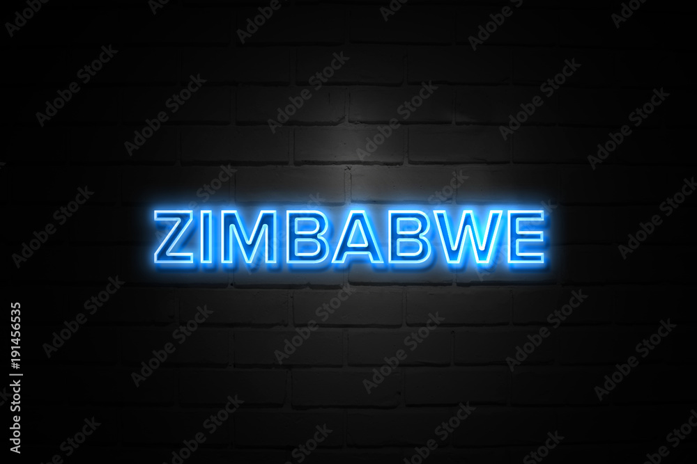 Obraz premium Zimbabwe neon Sign on brickwall