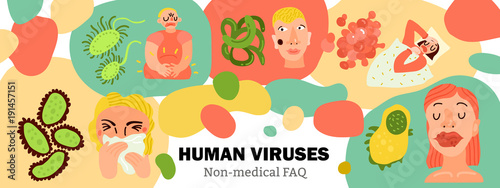 Human Viruses Hand Drawn Illustration