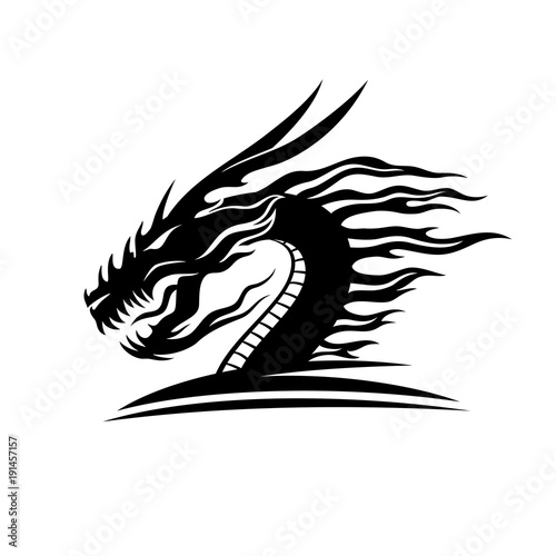 Sign of a black dragon on a white background.