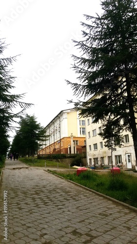 A small cozy street in the city of Magadan