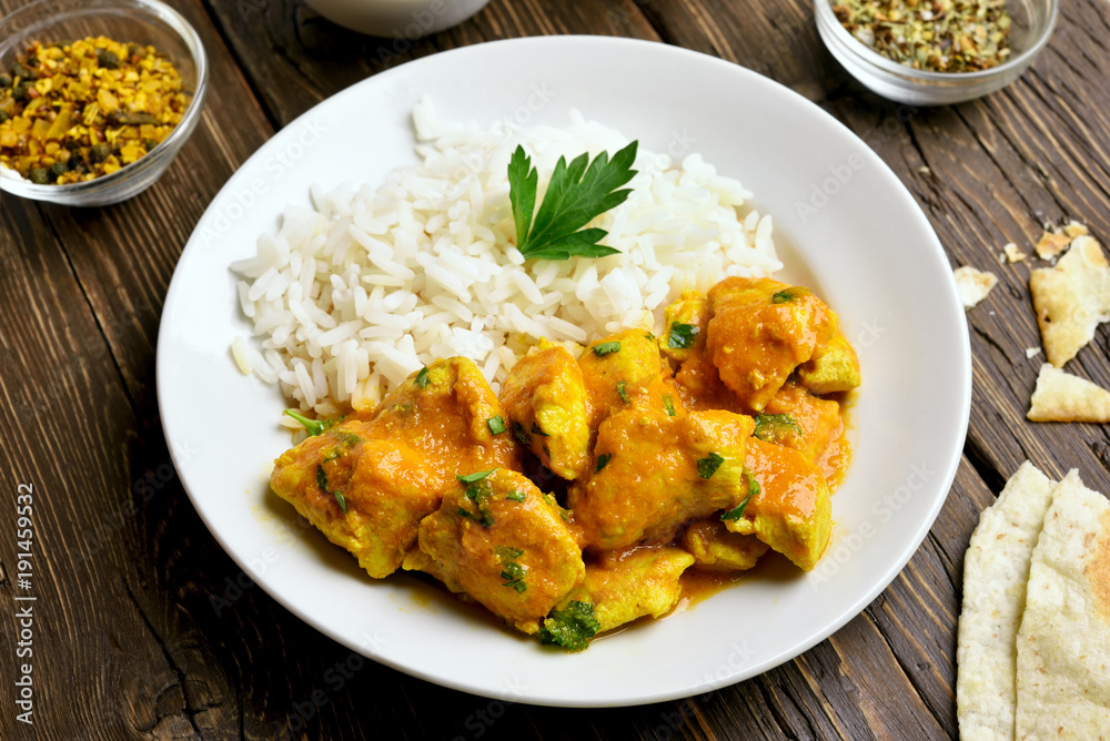 Spicy chicken curry with rice Spicy chicken curry with rice
