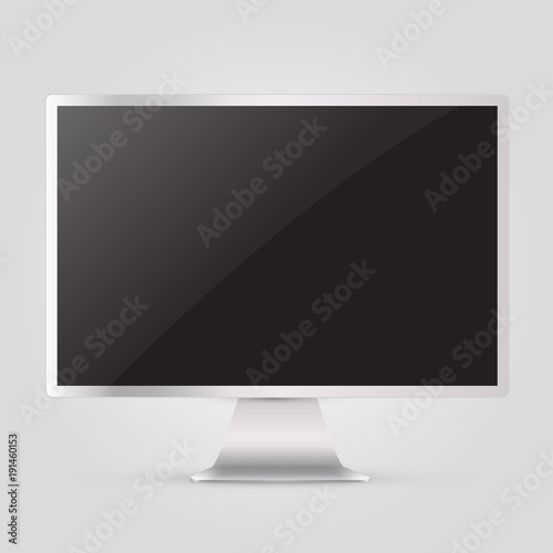 abstract monitor in imac style black color with blank touch screen isolated on the white background.
