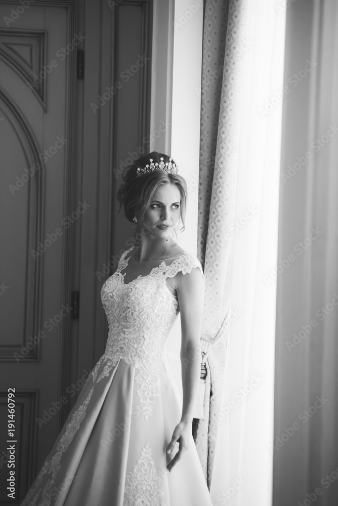 Fototapeta premium Beautiful bride in wedding dress